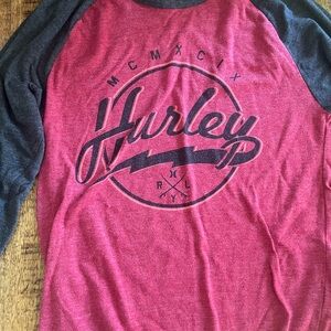 Hurley Boys Red and Gray Long Sleeve Shirt size small
